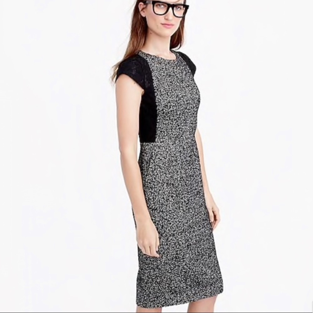 J Crew Tweed Sheath Dress with Lace Size 2